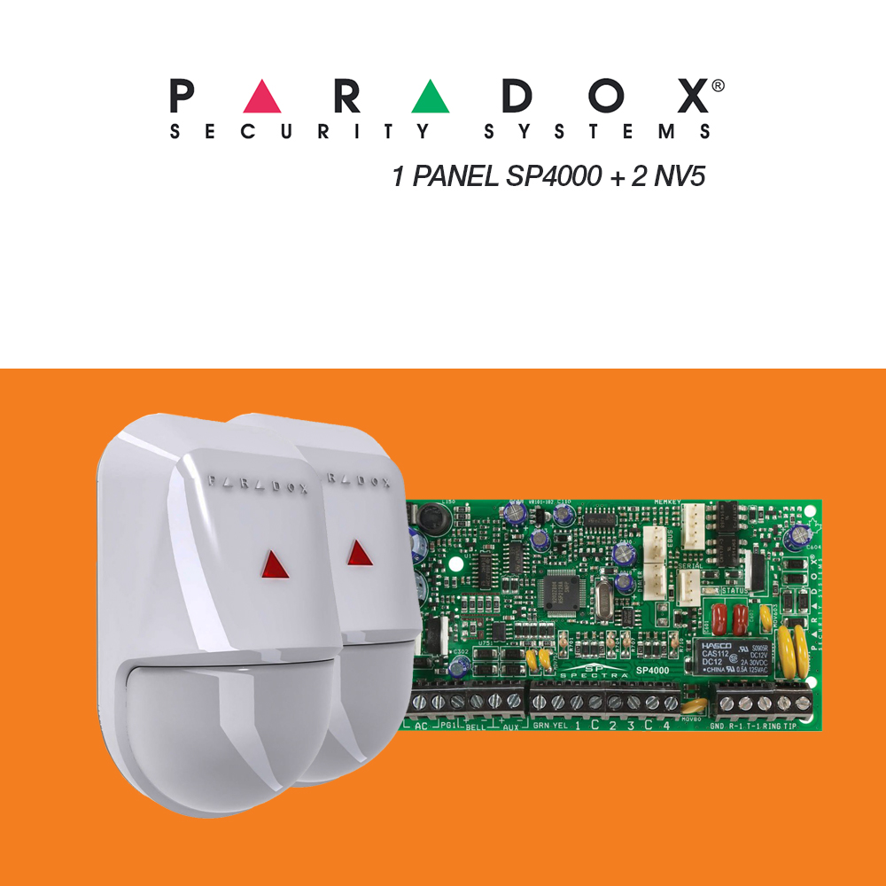 Central 4 a 32 zonas, 1 PANEL SP4000 + 2 NV5