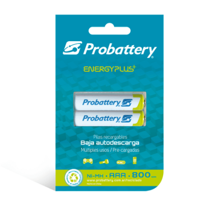 Pila Recargable AAA 800mAh Blister x 2 PRNB-AAA800-BLX2 PROB