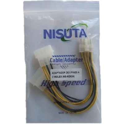 * ADAPTADOR DE 8 PINES A 2 MOLEX  NISUTA NS-AD824