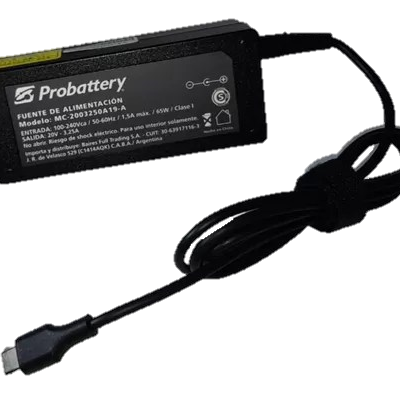 Cargador Notebook P/Lenovo 20v 3,25Ah 65W ( Type C)  Probatt