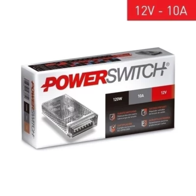 Fuente POWERSWITCH 12V 10A 60W- Gabinete Metalico IP20 S-120