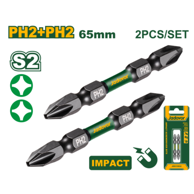 Puntas de destornillador de impacto doble -(PH2 + PH2) x 65m