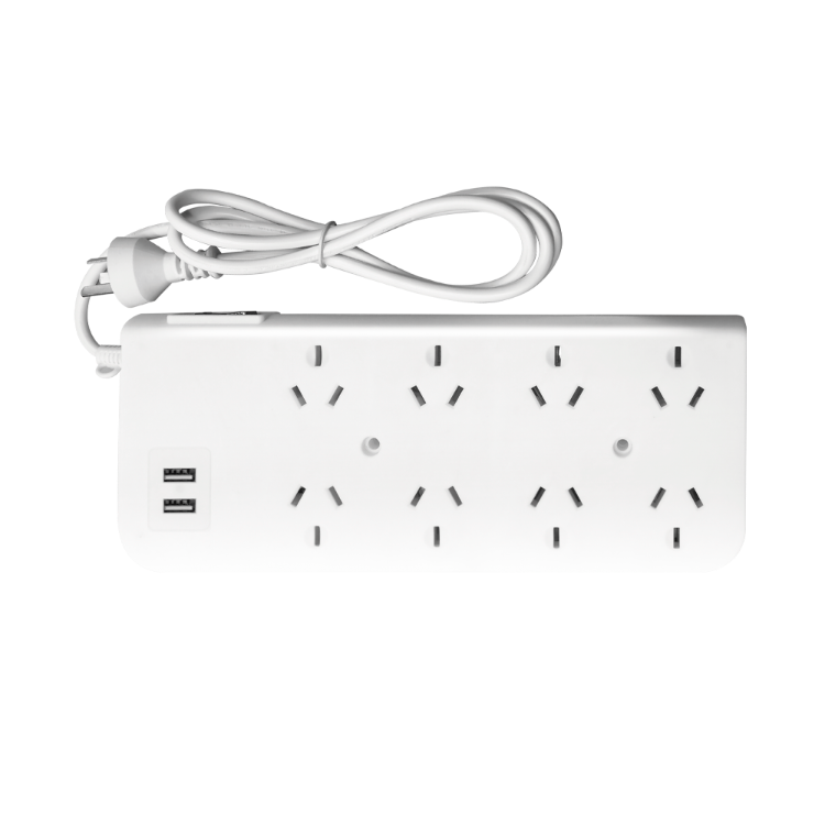 Zapatilla 8 Tomas + 2 USB, Blanco, 3 Mts Inteck PX8B-2USB-3