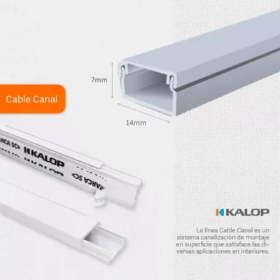 CABLE CANAL 14 X 7 KALOP C/ ADESIVO X 2 Mts