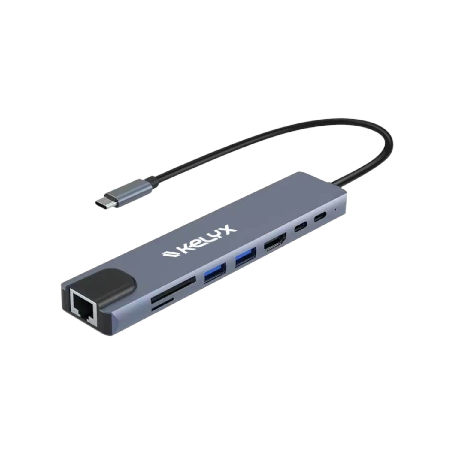 Hub Kelyx 8en1 Type C HDMI SD USB 2.0 x2 / USB 3.0 x2 RJ45