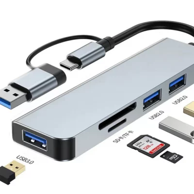 Hub 5 En 1 Tipo C + Usb A Usb 3.0 + Usb 2.0 + SD/TF CQT-2302