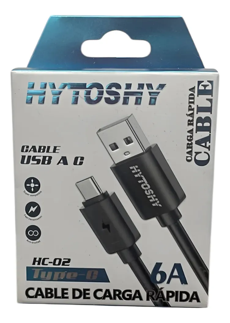 Cable Celular Carga Rapida Tipo C 6A Hytoshy HC-02 - Imagen 2