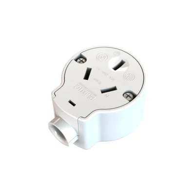 Ficha Toma Hembra 3P Blanco 10A Jeluz Verona Lateral FH610