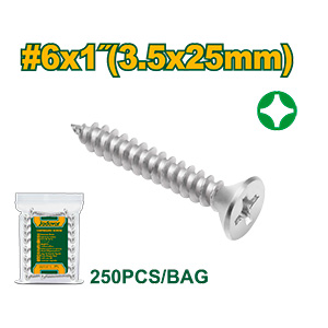 Bolsa Tornillo Cabeza Fresada Phillips 6 X 1'' (3.5 X 25Mm)