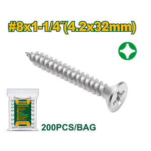 Bolsa Tornillo Cabeza Fresada Phillips #8 X 1-1/4'' (4.2 X 3