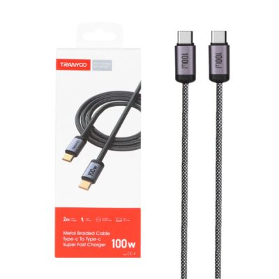 Cable Celular Tipo C Mallado Metalico 1.2Mt//100W Tranyoo CC
