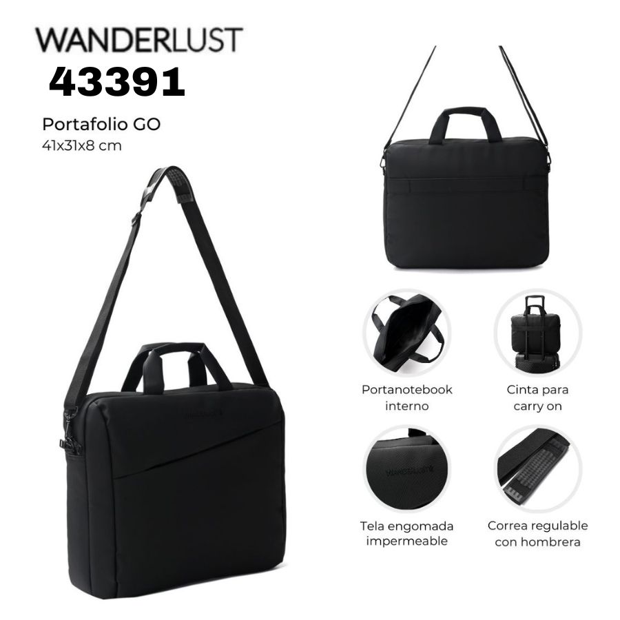 Maletin Porta Notebook WANDERLUST Tela Engomada 41x31x8cm 43