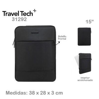 Funda Porta Notebook 15" Travel Tech Negro
