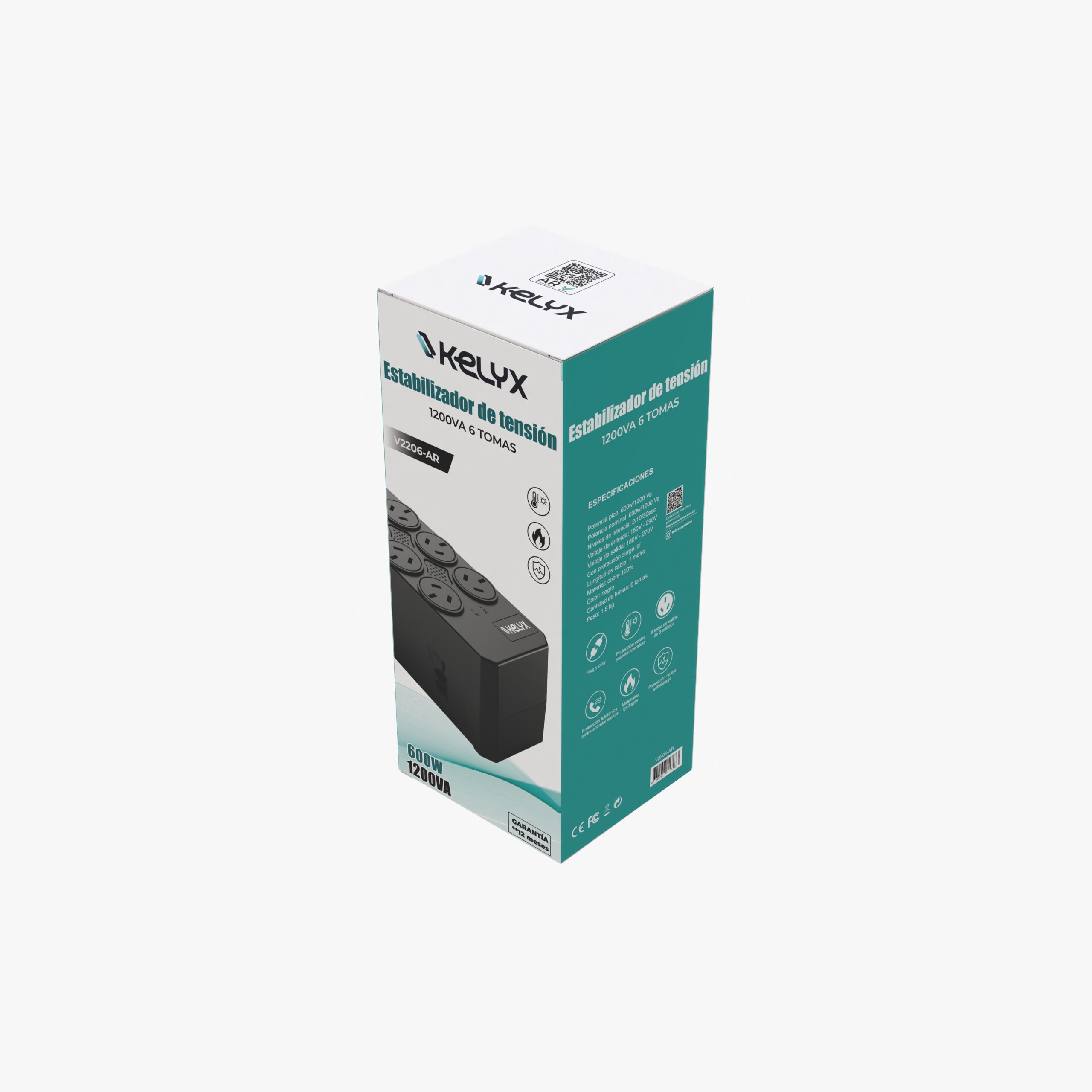 Estabilizador Kelyx 6 tomas Max. 600W 150-270V Surge Protect - Imagen 2