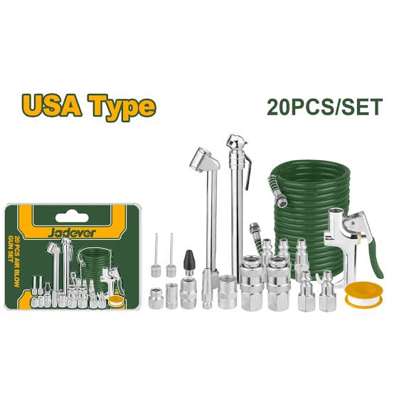JADEVER Set de 20 Piezas de Pistola de Aire Comprimido y Accesorios JDQP9431
