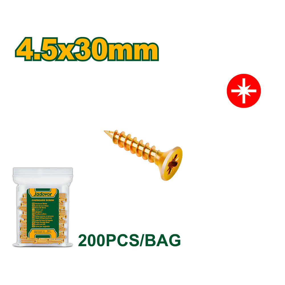 Tornillo Fix Madera Punta Aguja 4,5x30mm X200 Uni Jadever JD