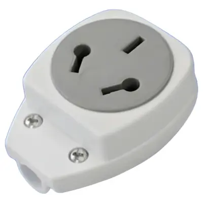 Ficha Toma Hembra 3P Blanco 10A VR-PLAST Frontal