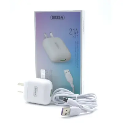 Cargador Celular Seisa 2.1A Carga Rapida 2USB C/Cable USB -V10-8