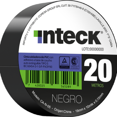 Cinta Aisladora Pvc Inteck - Negra 20 Metros CA-N-20