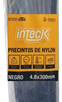 Precinto De Nylon 4.8Mm X 300Mm - Negro X 100 Unidades PN48-300N