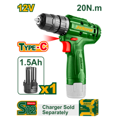 Taladro Atornillador Inalámbrico 750rpm - Voltaje: 12V - Máx. par: 20Nm JDCDS510